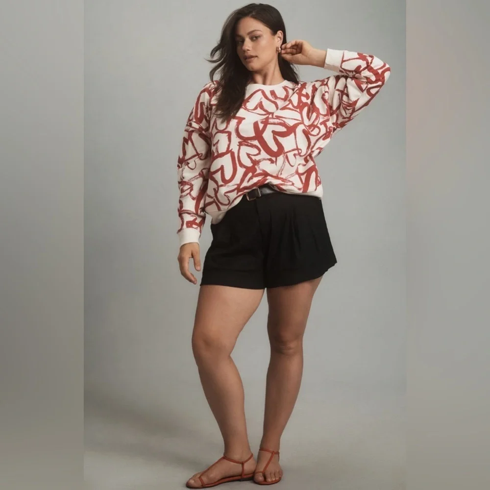 NWT! Anthropologie Maeve Heart Printed Sweater - Size XXS 🐬 - Picture 8 of 10